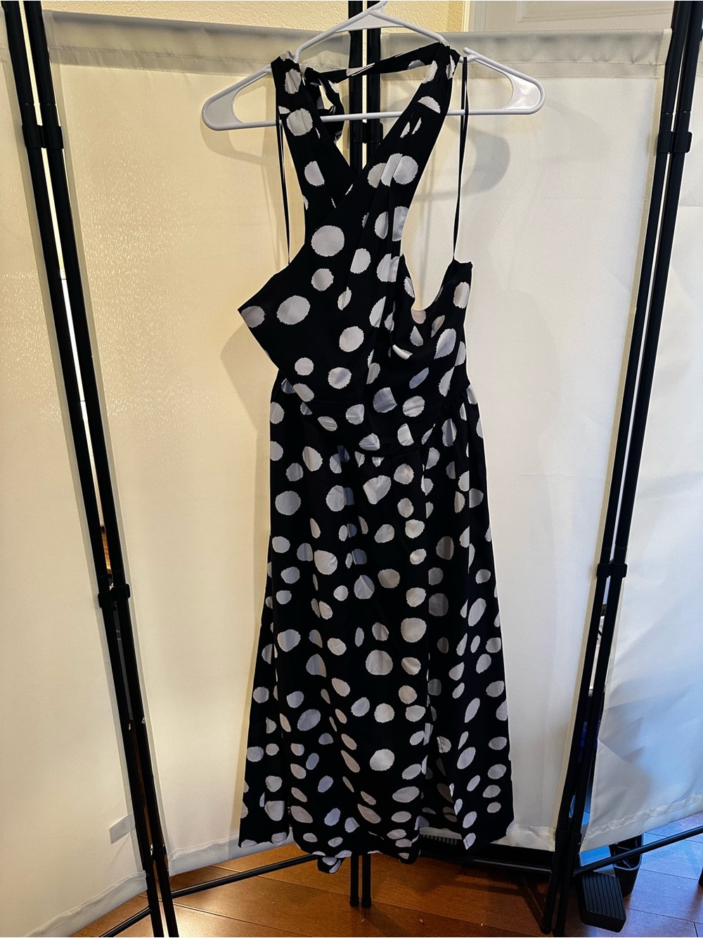 Jcrew 100% silk Black and White Polka Dot Women's halter Dress